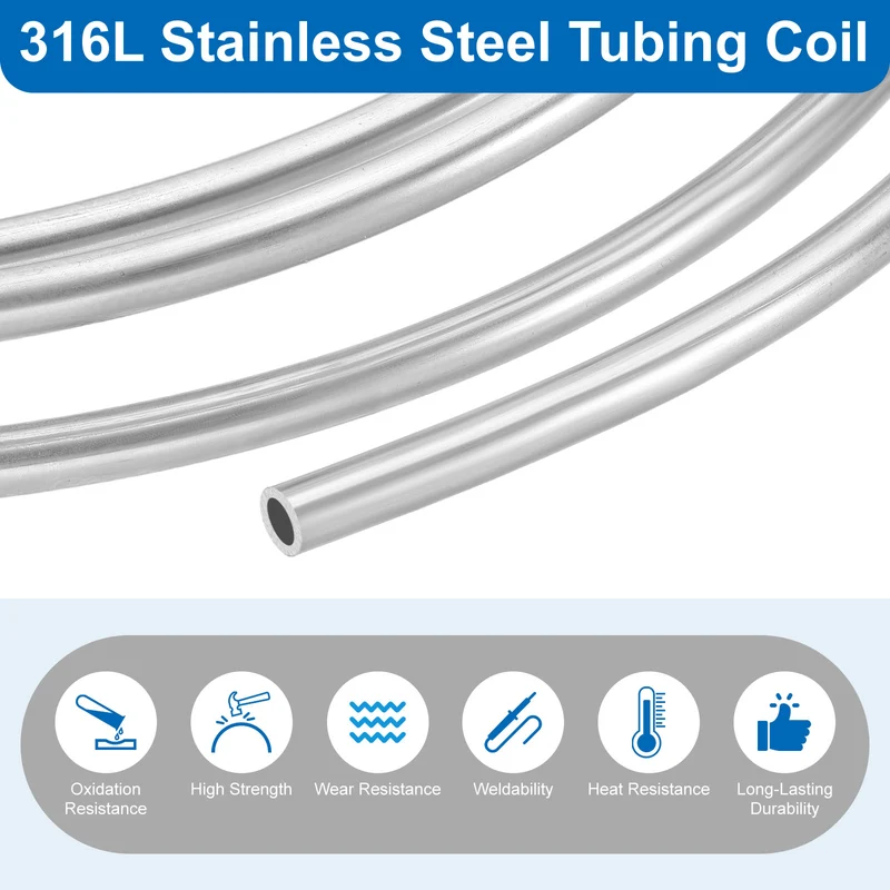 5/16" OD x 10 ft Industrial 316L Stainless Steel Tube(Wall Thickness 1mm)
