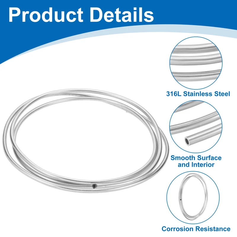 5/16" OD x 10 ft Industrial 316L Stainless Steel Tube(Wall Thickness 0.5mm)