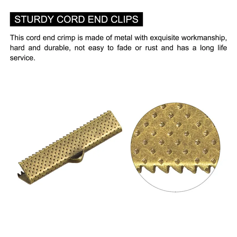 Uxcell Ribbon Crimp Clamp End, Bookmark Pinch Cord End Clasps For DIY Craft Making