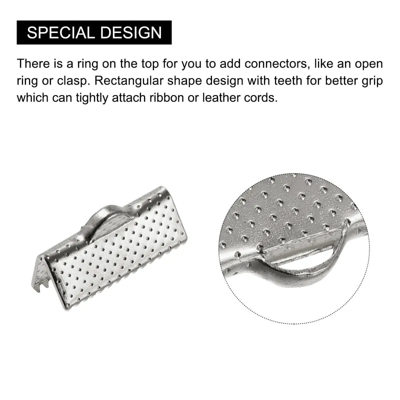 Uxcell Ribbon Crimp Clamp End, Bookmark Pinch Cord End Clasps For DIY Craft Making