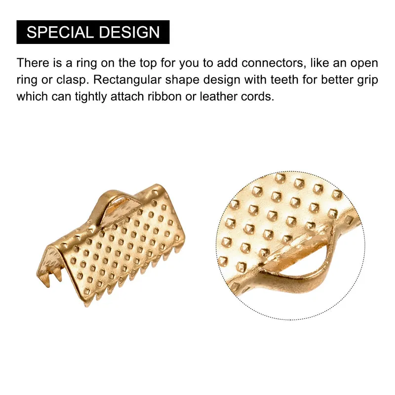 Uxcell Ribbon Crimp Clamp End, Bookmark Pinch Cord End Clasps For DIY Craft Making