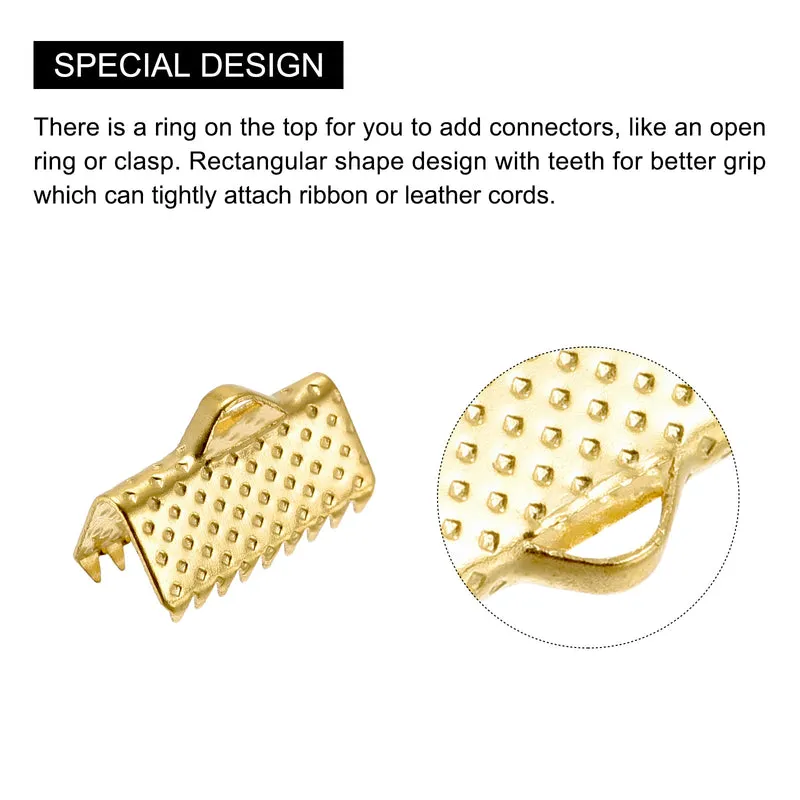 Uxcell Ribbon Crimp Clamp End, Bookmark Pinch Cord End Clasps For DIY Craft Making