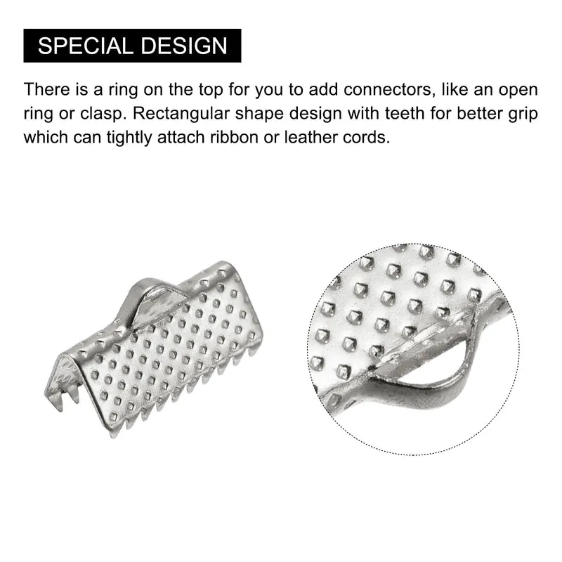 Uxcell Ribbon Crimp Clamp End, Bookmark Pinch Cord End Clasps For DIY Craft Making