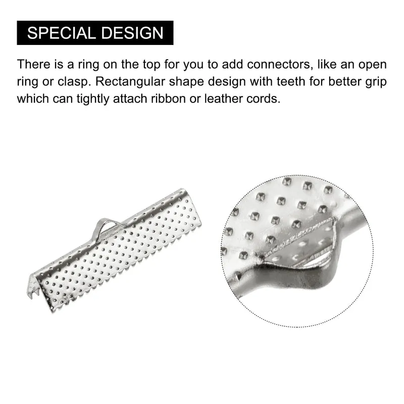 Uxcell Ribbon Crimp Clamp End, Bookmark Pinch Cord End Clasps For DIY Craft Making