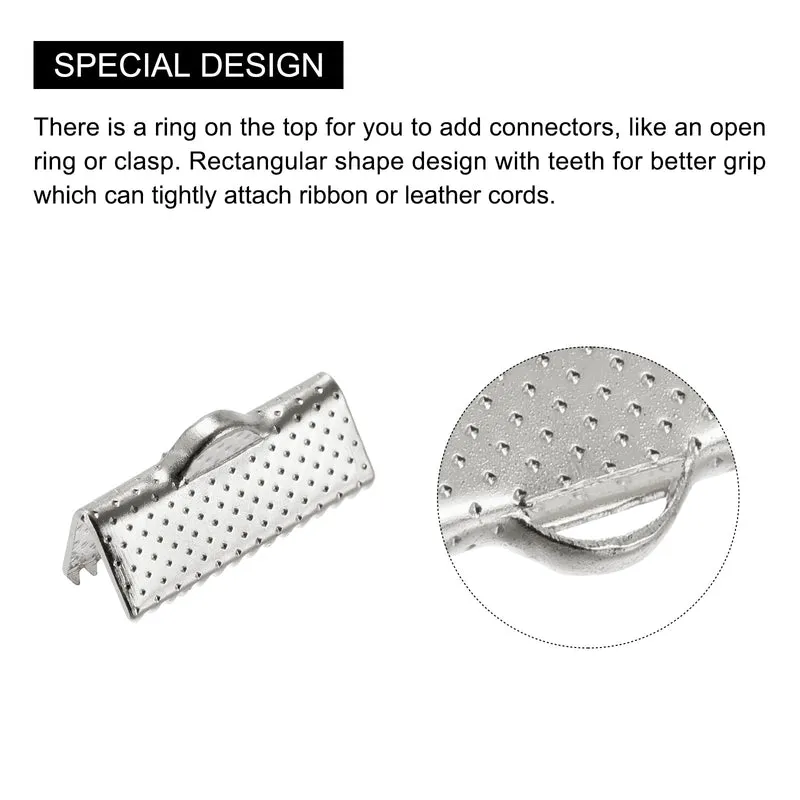 Uxcell Ribbon Crimp Clamp End, Bookmark Pinch Cord End Clasps For DIY Craft Making