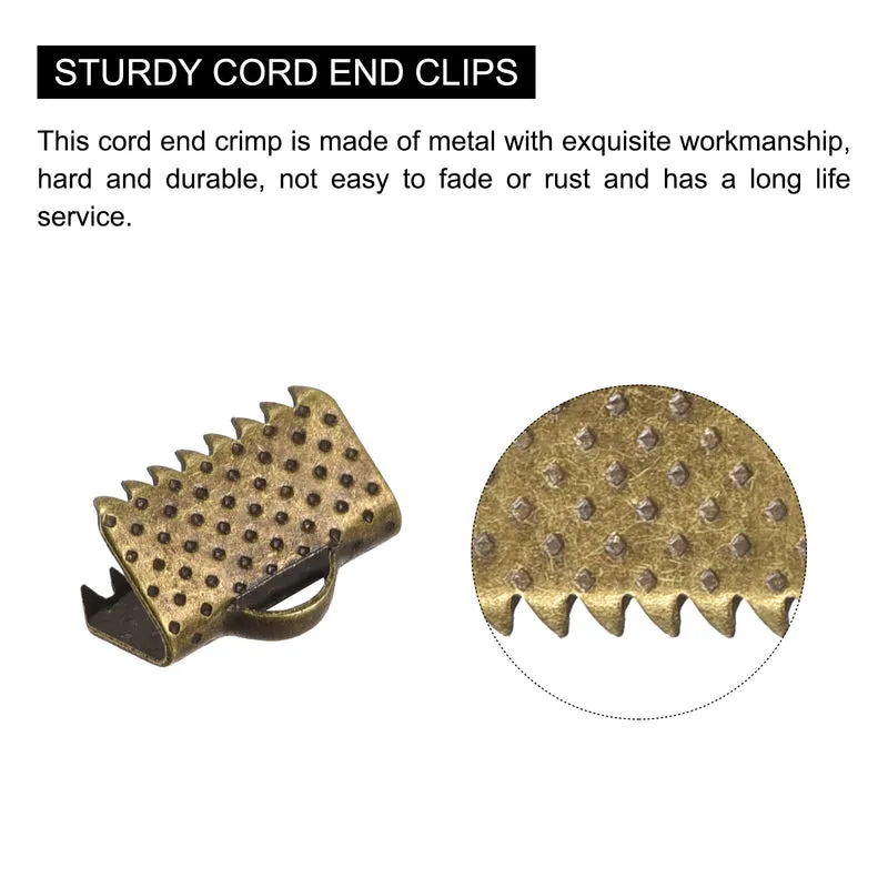 Uxcell Ribbon Crimp Clamp End, Bookmark Pinch Cord End Clasps For DIY Craft Making