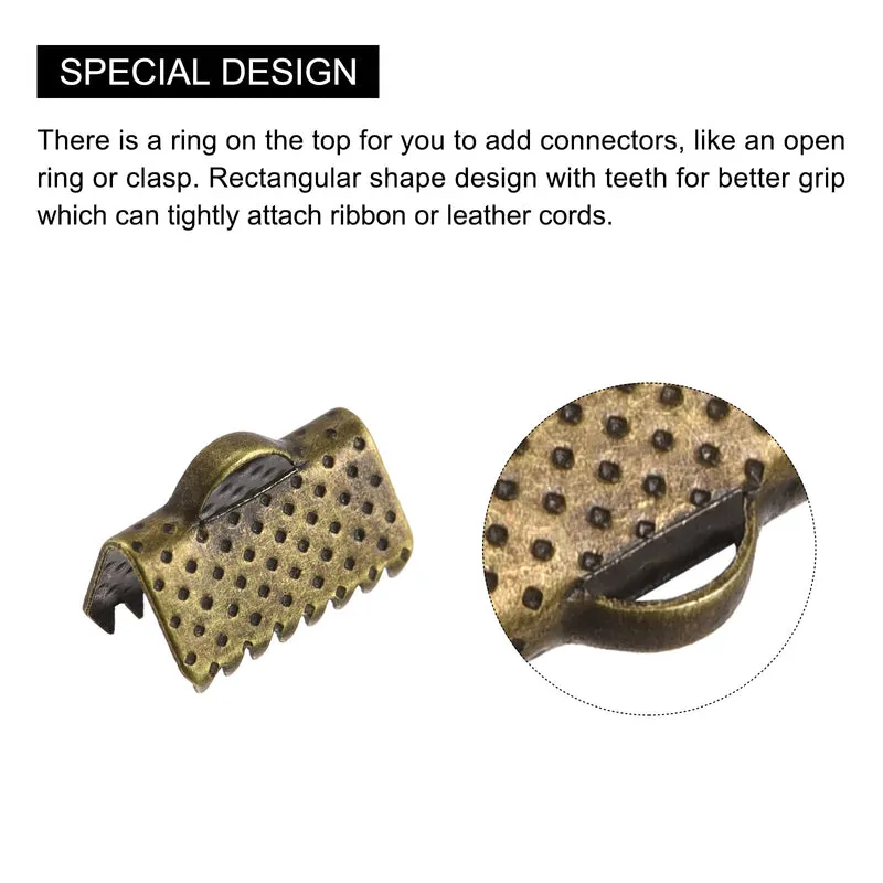 Uxcell Ribbon Crimp Clamp End, Bookmark Pinch Cord End Clasps For DIY Craft Making