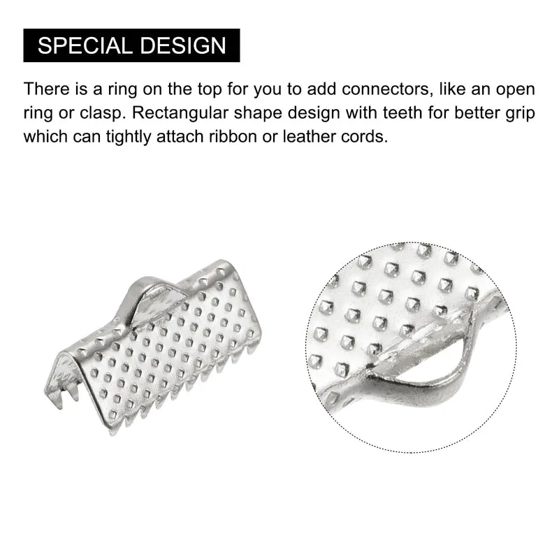 Uxcell Ribbon Crimp Clamp End, Bookmark Pinch Cord End Clasps For DIY Craft Making