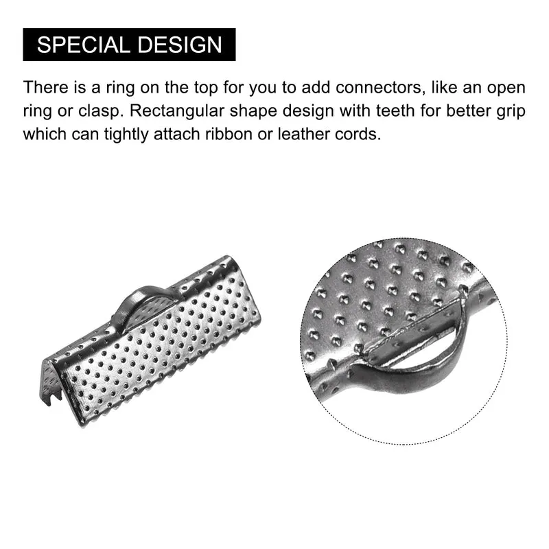 Uxcell Ribbon Crimp Clamp Ends, Bookmark Pinch Cord End Clasps For DIY Craft Making
