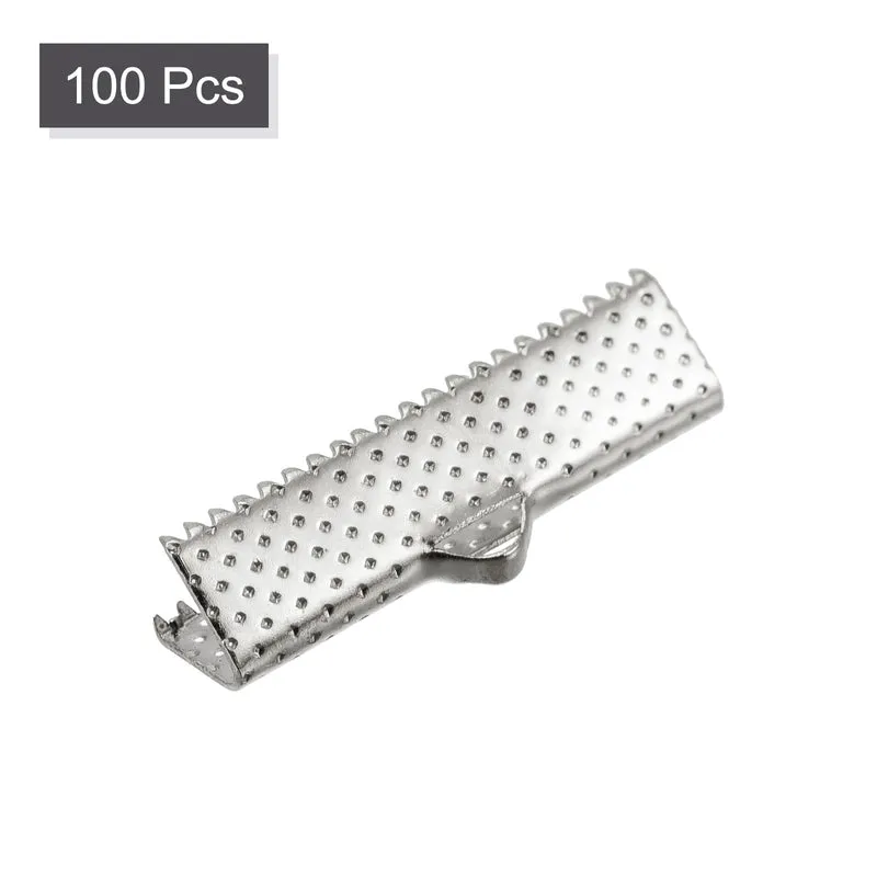 Uxcell Ribbon Crimp Clamp Ends, Bookmark Pinch Cord End Clasps For DIY Craft Making