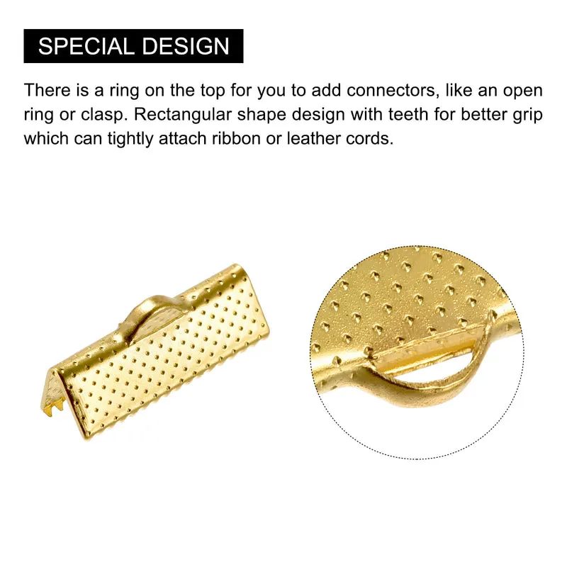 Uxcell Ribbon Crimp Clamp Ends, Bookmark Pinch Cord End Clasps For DIY Craft Making
