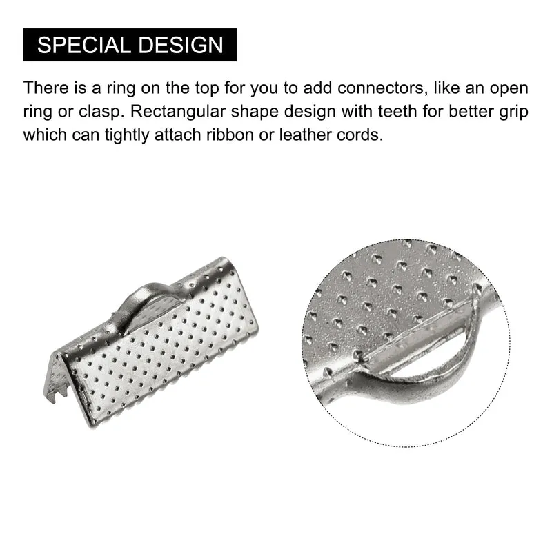 Uxcell Ribbon Crimp Clamp Ends, Bookmark Pinch Cord End Clasps For DIY Craft Making