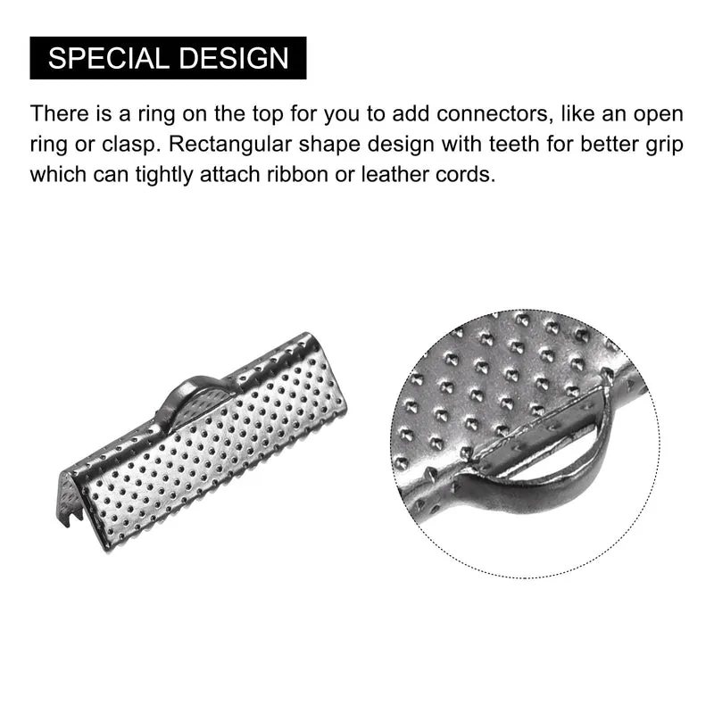 Uxcell Ribbon Crimp Clamp Ends, Bookmark Pinch Cord End Clasps For DIY Craft Making