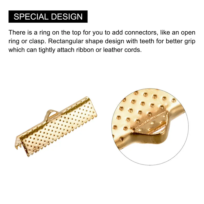 Uxcell Ribbon Crimp Clamp Ends, Bookmark Pinch Cord End Clasps For DIY Craft Making