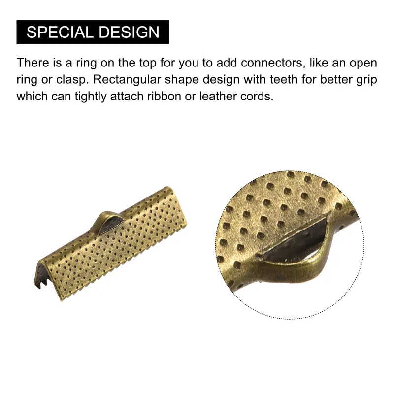 Uxcell Ribbon Crimp Clamp Ends, Bookmark Pinch Cord End Clasps For DIY Craft Making