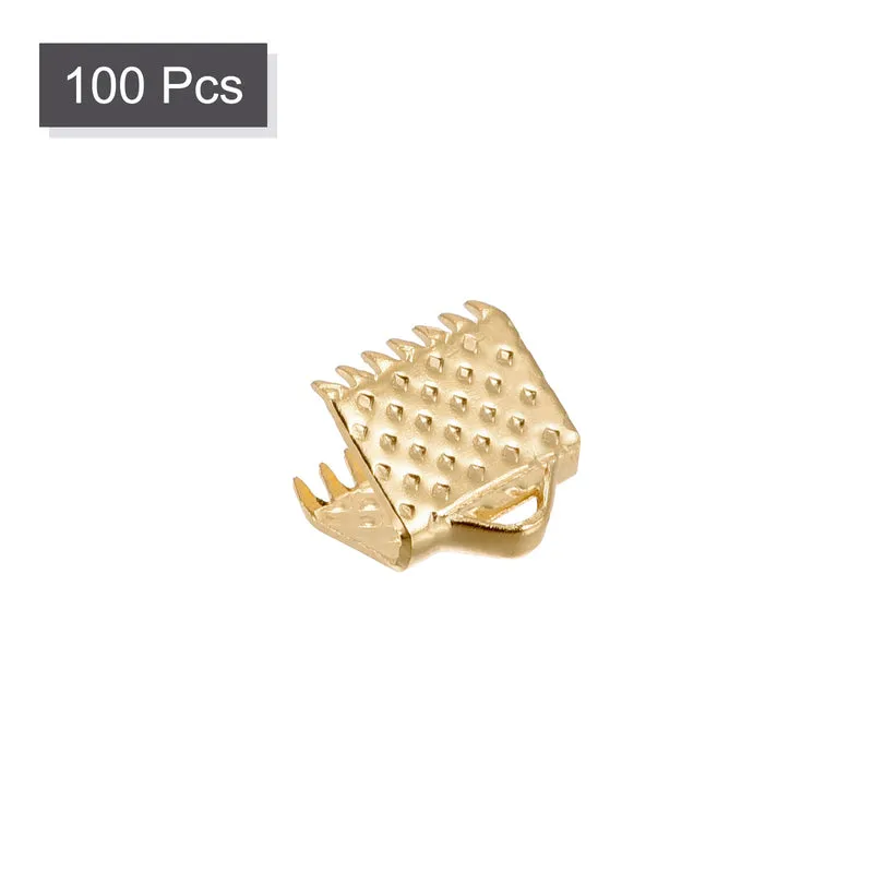 Uxcell Ribbon Crimp Clamp Ends, Bookmark Pinch Cord End Clasps For DIY Craft Making