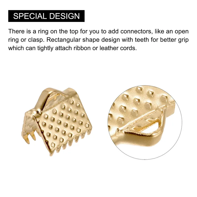 Uxcell Ribbon Crimp Clamp Ends, Bookmark Pinch Cord End Clasps For DIY Craft Making