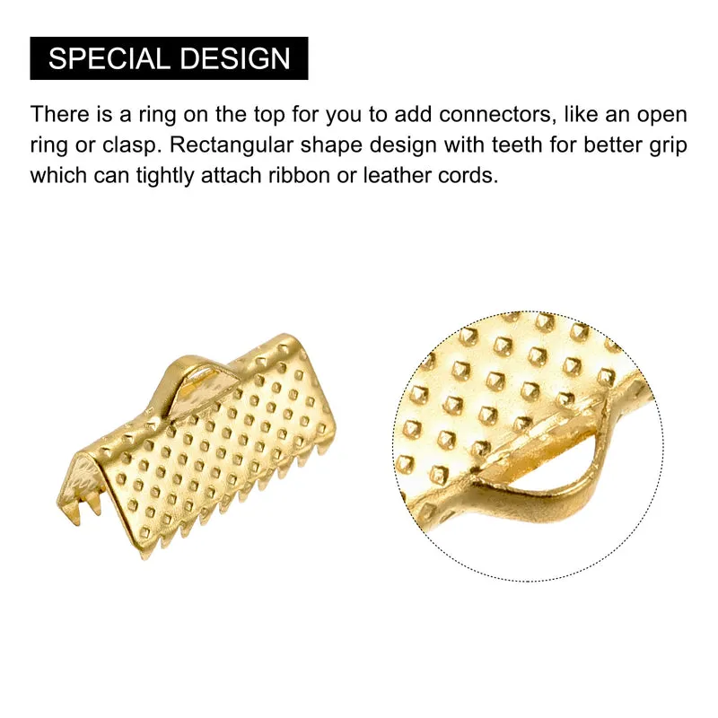 Uxcell Ribbon Crimp Clamp Ends, Bookmark Pinch Cord End Clasps For DIY Craft Making