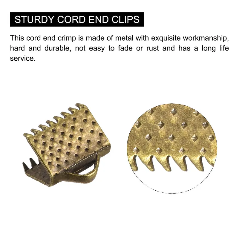 Uxcell Ribbon Crimp Clamp Ends, Bookmark Pinch Cord End Clasps For DIY Craft Making