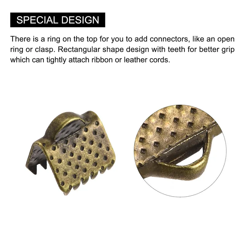 Uxcell Ribbon Crimp Clamp Ends, Bookmark Pinch Cord End Clasps For DIY Craft Making