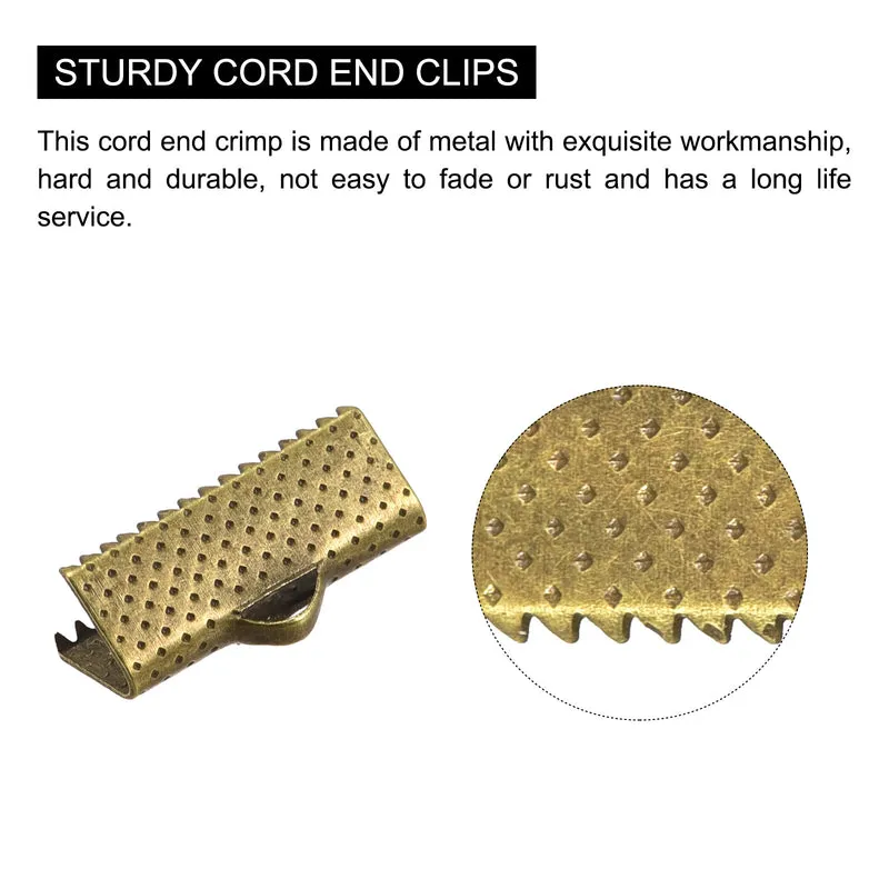 Uxcell Ribbon Crimp Clamp Ends, Bookmark Pinch Cord End Clasps For DIY Craft Making