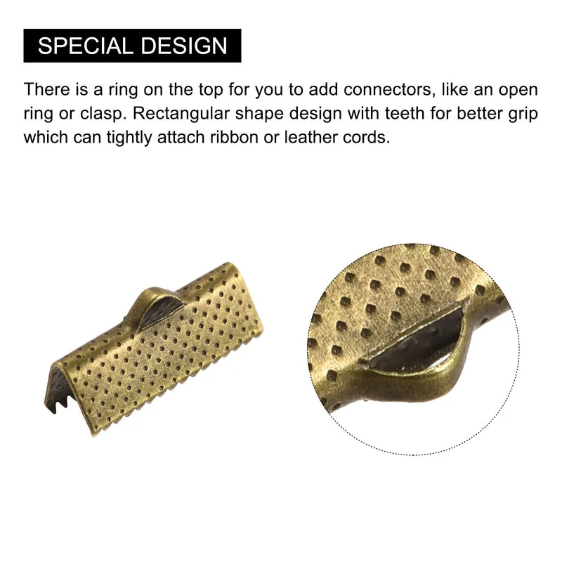 Uxcell Ribbon Crimp Clamp Ends, Bookmark Pinch Cord End Clasps For DIY Craft Making