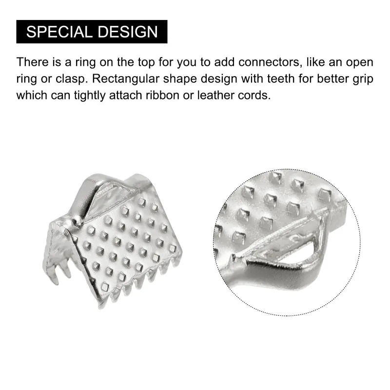 Uxcell Ribbon Crimp Clamp Ends, Bookmark Pinch Cord End Clasps For DIY Craft Making