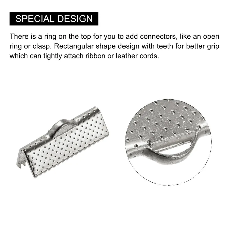 Uxcell Ribbon Crimp Clamp Ends, Bookmark Pinch Cord End Clasps For DIY Craft Making
