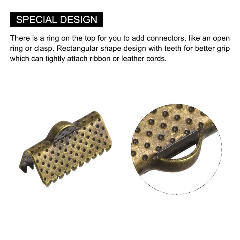 Uxcell Ribbon Crimp Clamp Ends, Bookmark Pinch Cord End Clasps For DIY Craft Making
