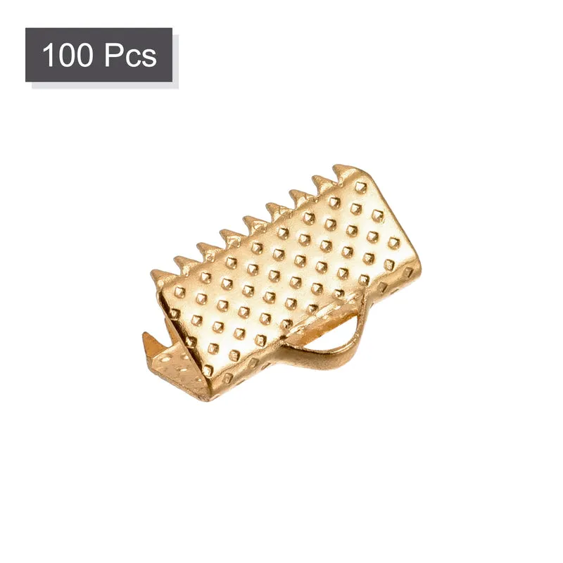 Uxcell Ribbon Crimp Clamp Ends, Bookmark Pinch Cord End Clasps For DIY Craft Making