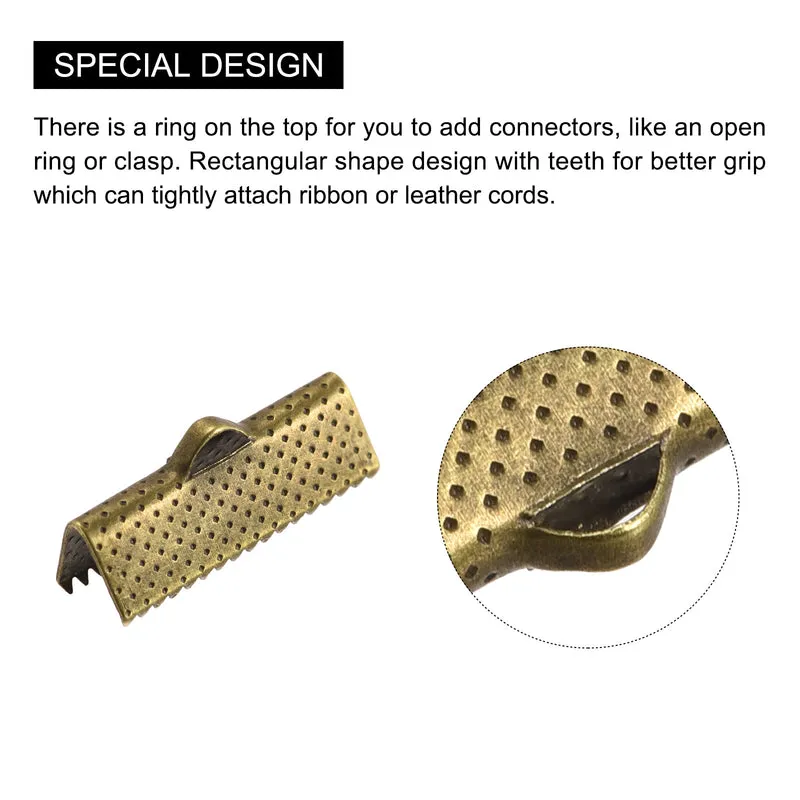 Uxcell Ribbon Crimp Clamp Ends, Bookmark Pinch Cord End Clasps For DIY Craft Making