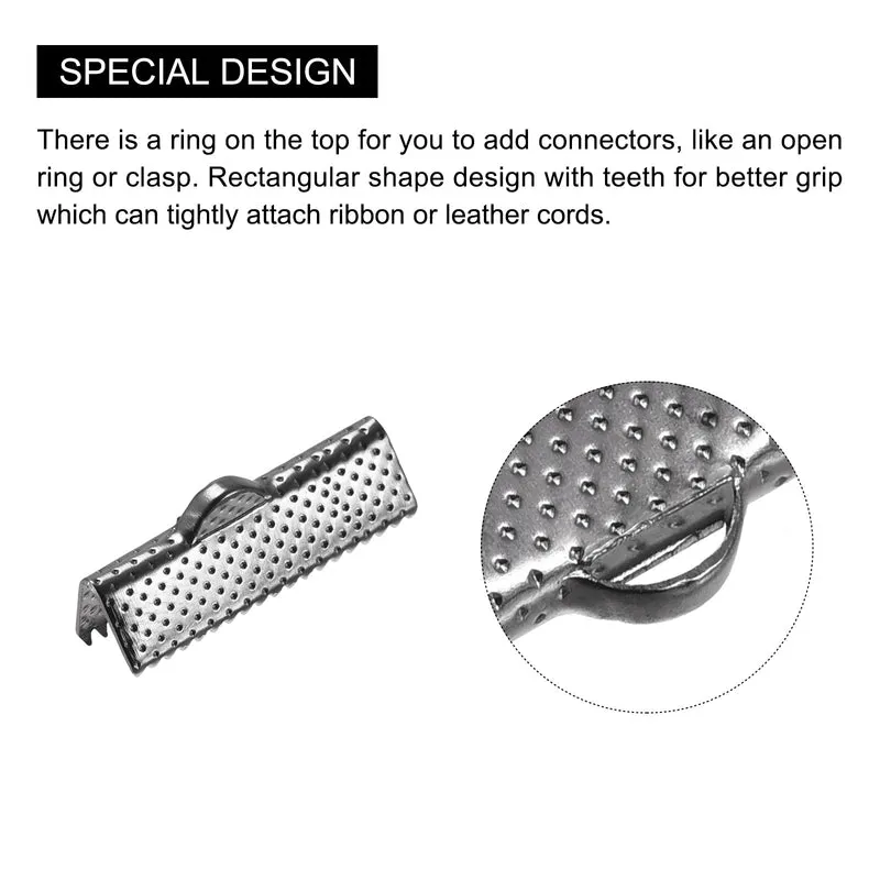 Uxcell Ribbon Crimp Clamp Ends, Bookmark Pinch Cord End Clasps For DIY Craft Making