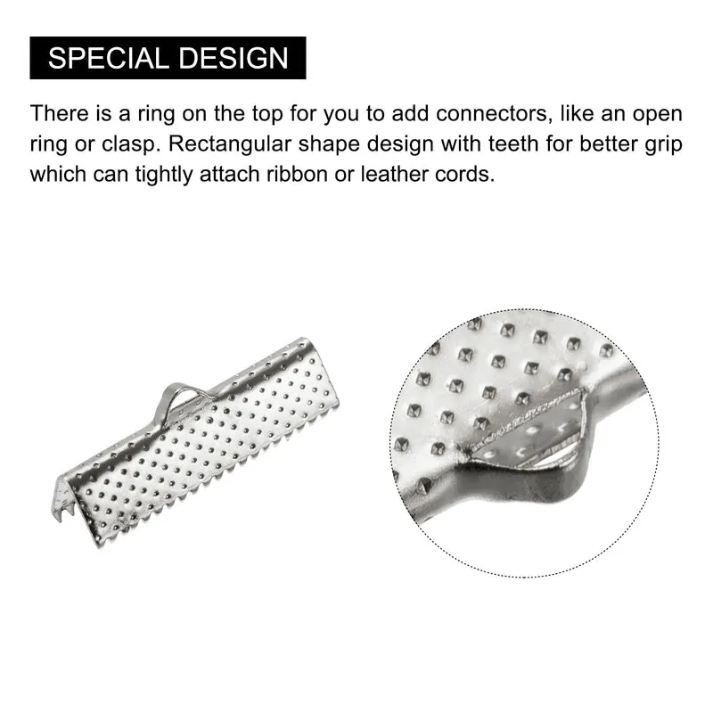 Uxcell Ribbon Crimp Clamp Ends, Bookmark Pinch Cord End Clasps For DIY Craft Making