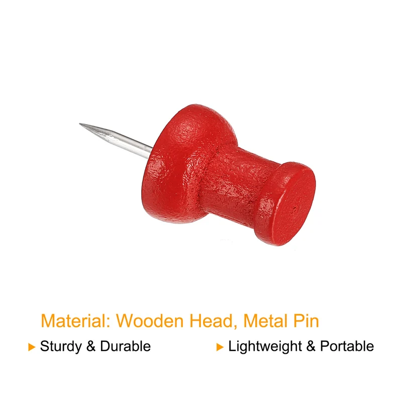 Wooden Push Pins, Thumb Tacks Decorative Wood Pushpin for Map Picture Hanging Office Supplies