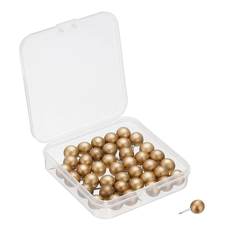 Wooden Push Pins Walnut Thumb Tacks Decorative Wood Round Head Steel Needles for Document Map