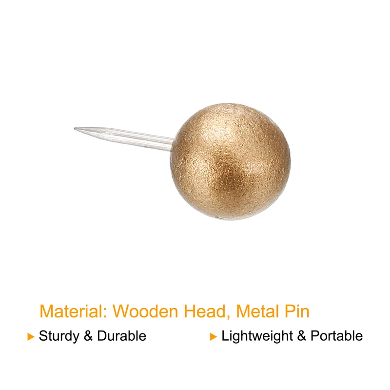Wooden Push Pins Walnut Thumb Tacks Decorative Wood Round Head Steel Needles for Document Map