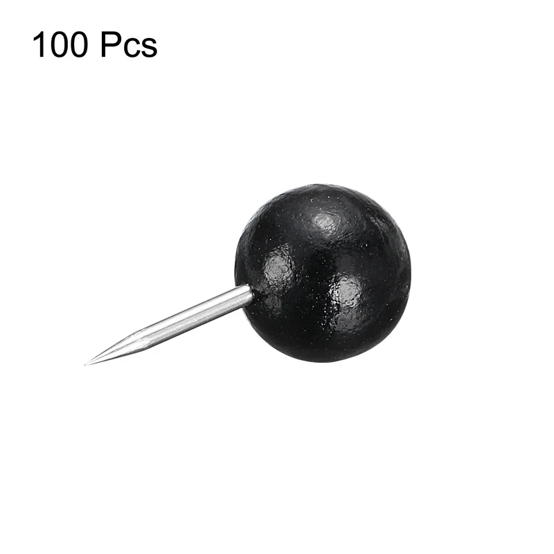 Wooden Push Pins Walnut Thumb Tacks Decorative Wood Round Head Steel Needles for Document Map
