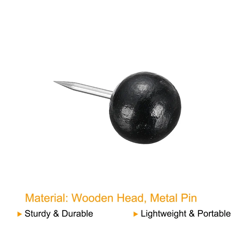 Wooden Push Pins Walnut Thumb Tacks Decorative Wood Round Head Steel Needles for Document Map
