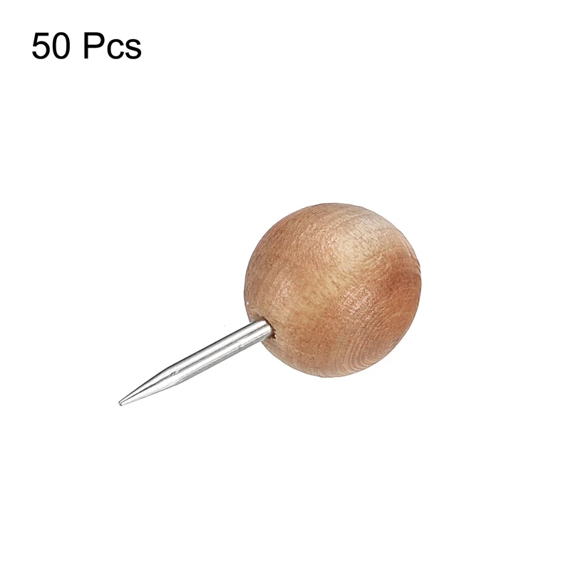 Wooden Push Pins Walnut Thumb Tacks Decorative Wood Round Head Steel Needle for Document Map
