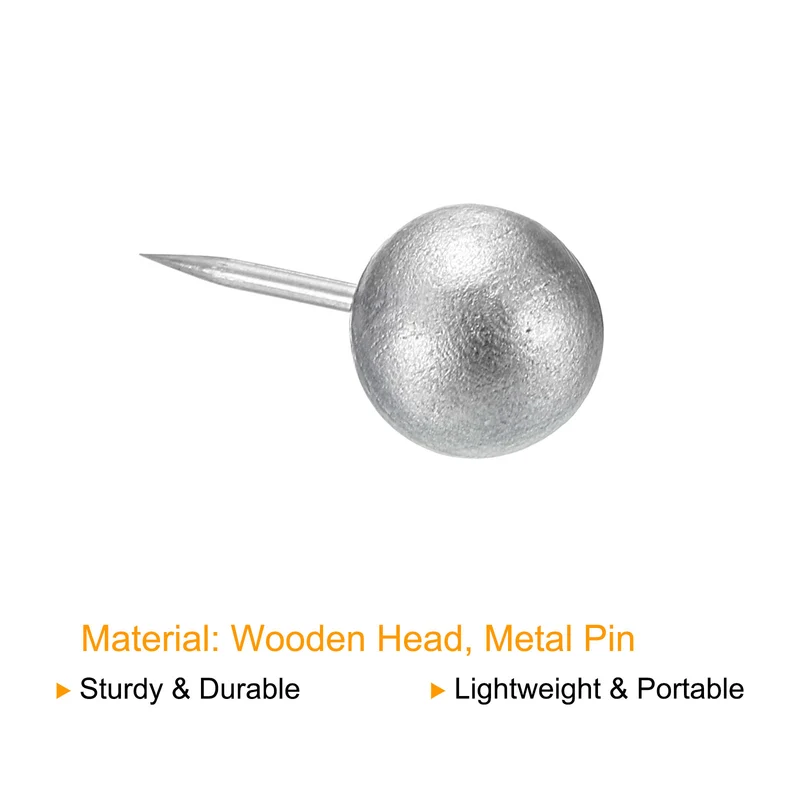 Wooden Push Pins Walnut Thumb Tacks Decorative Wood Round Head Steel Needle for Document Map