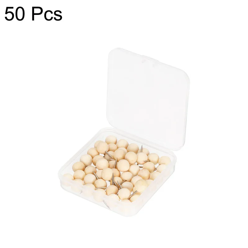 Wooden Push Pins Walnut Thumb Tacks Decorative Wood Round Head with Steel Needle for Document Map Photo