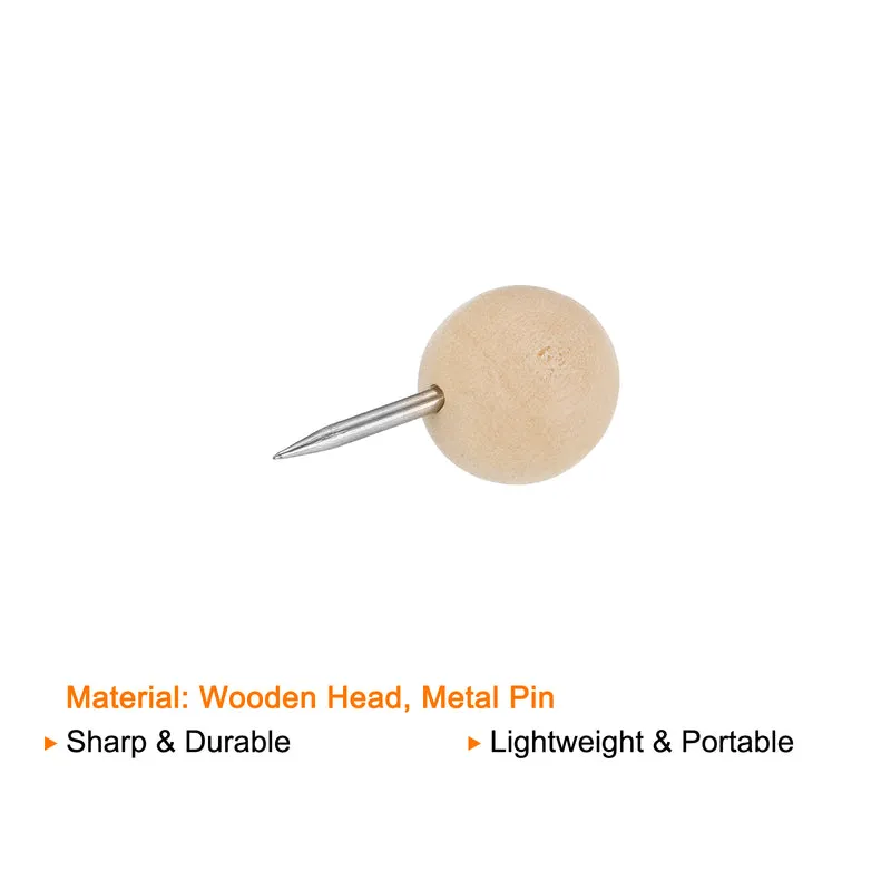 Wooden Push Pins Walnut Thumb Tacks Decorative Wood Round Head with Steel Needle for Document Map Photo