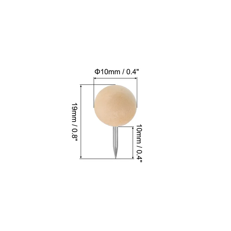 Wooden Push Pins Walnut Thumb Tacks Decorative Wood Round Head with Steel Needle for Document Map Photo