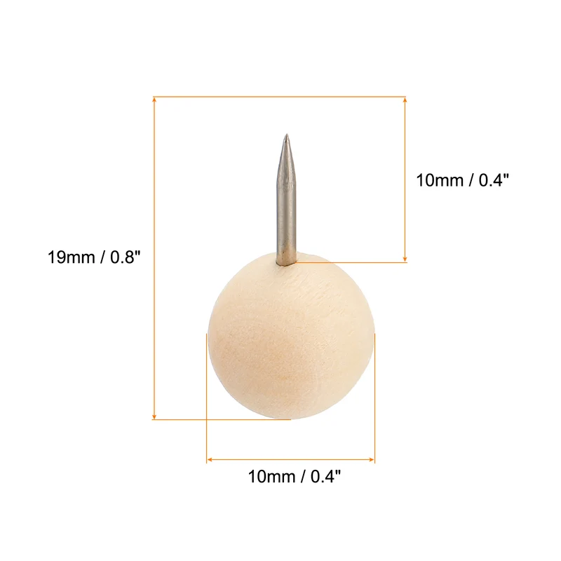 Wooden Push Pins Walnut Thumb Tacks Decorative Wood Round Head with Steel Needle for Document Map Photo