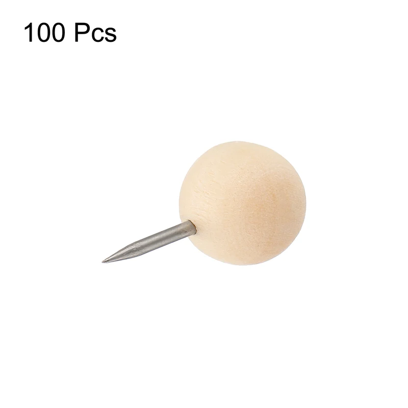 Wooden Push Pins Walnut Thumb Tacks Decorative Wood Round Head with Steel Needle for Document Map Photo