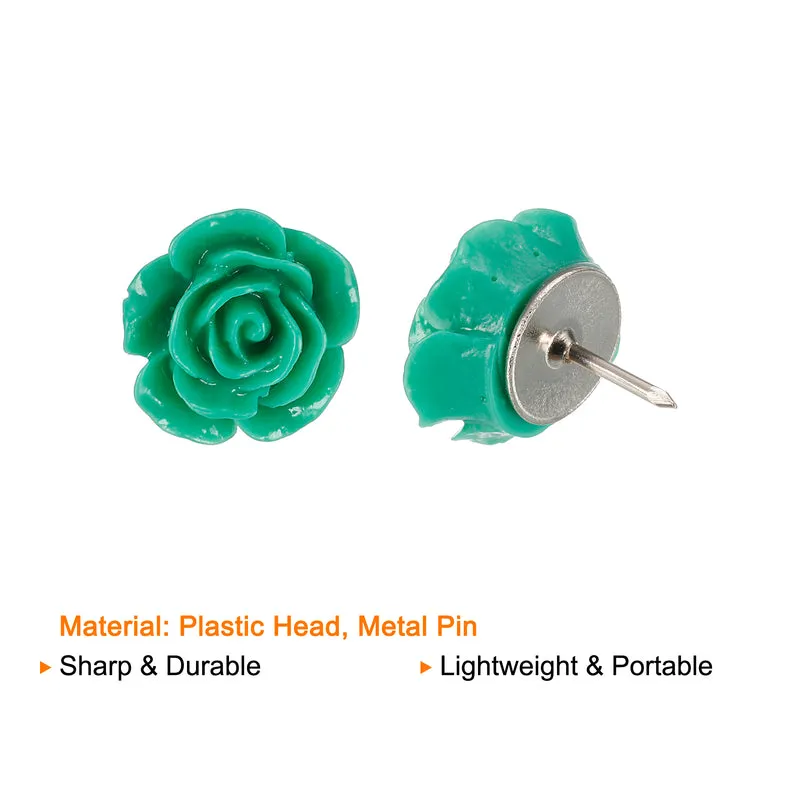 Push Pins Rose Flower Shape Thumb Tacks Decorative Steel Needle for Document Map Photo