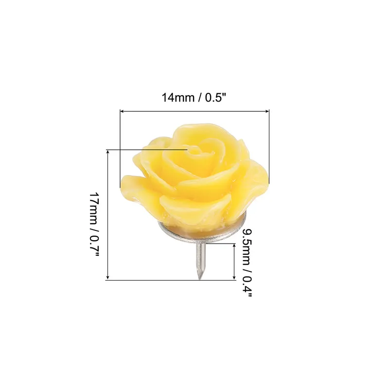 Push Pins Rose Flower Shape Thumb Tacks Decorative Steel Needle for Document Map Photo
