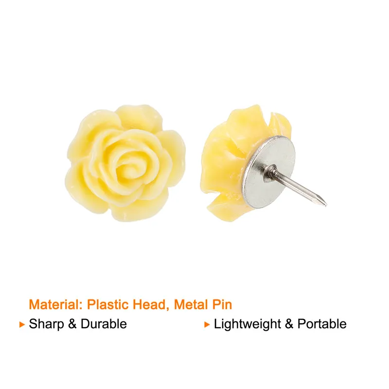 Push Pins Rose Flower Shape Thumb Tacks Decorative Steel Needle for Document Map Photo