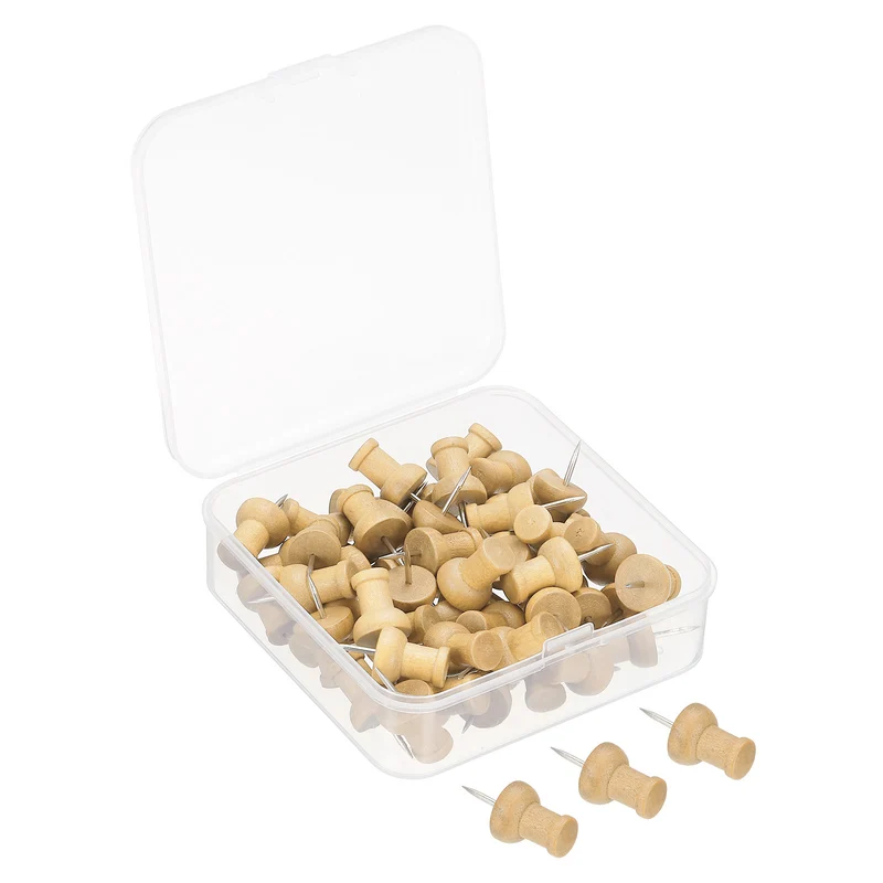 Wooden Push Pins Thumb Tacks Decorative Wood Pushpin Clips for Map Picture Hanging Office Supplies