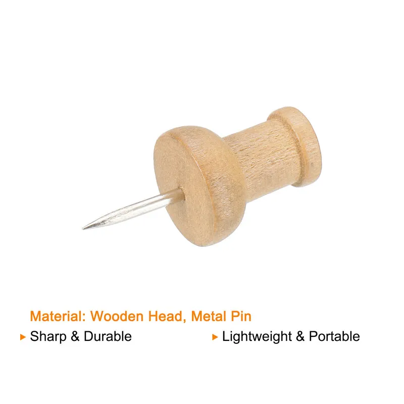 Wooden Push Pins Thumb Tacks Decorative Wood Pushpin Clips for Map Picture Hanging Office Supplies